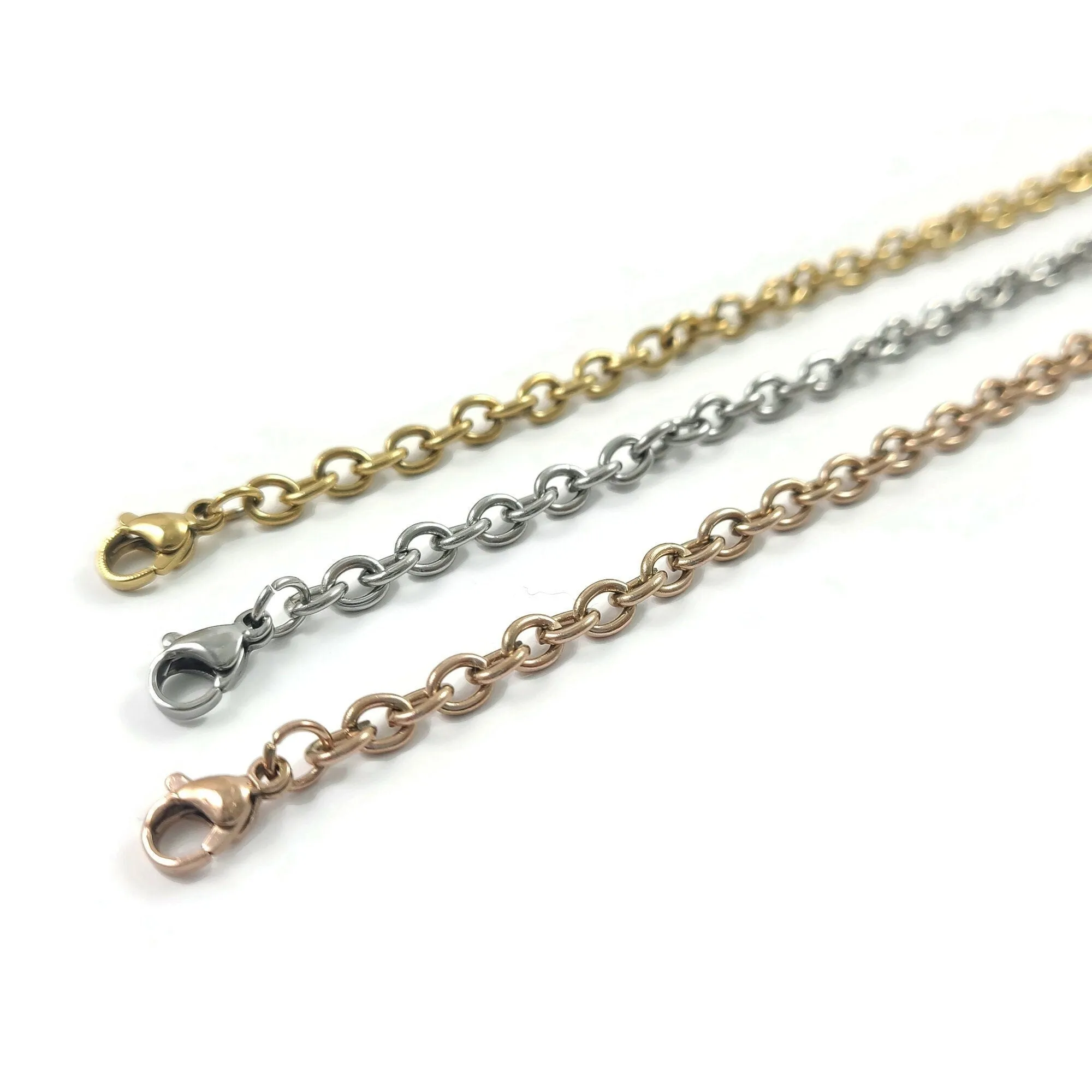 1 Chunky cable chain bracelet, Rose gold - gold - silver stainless steel
