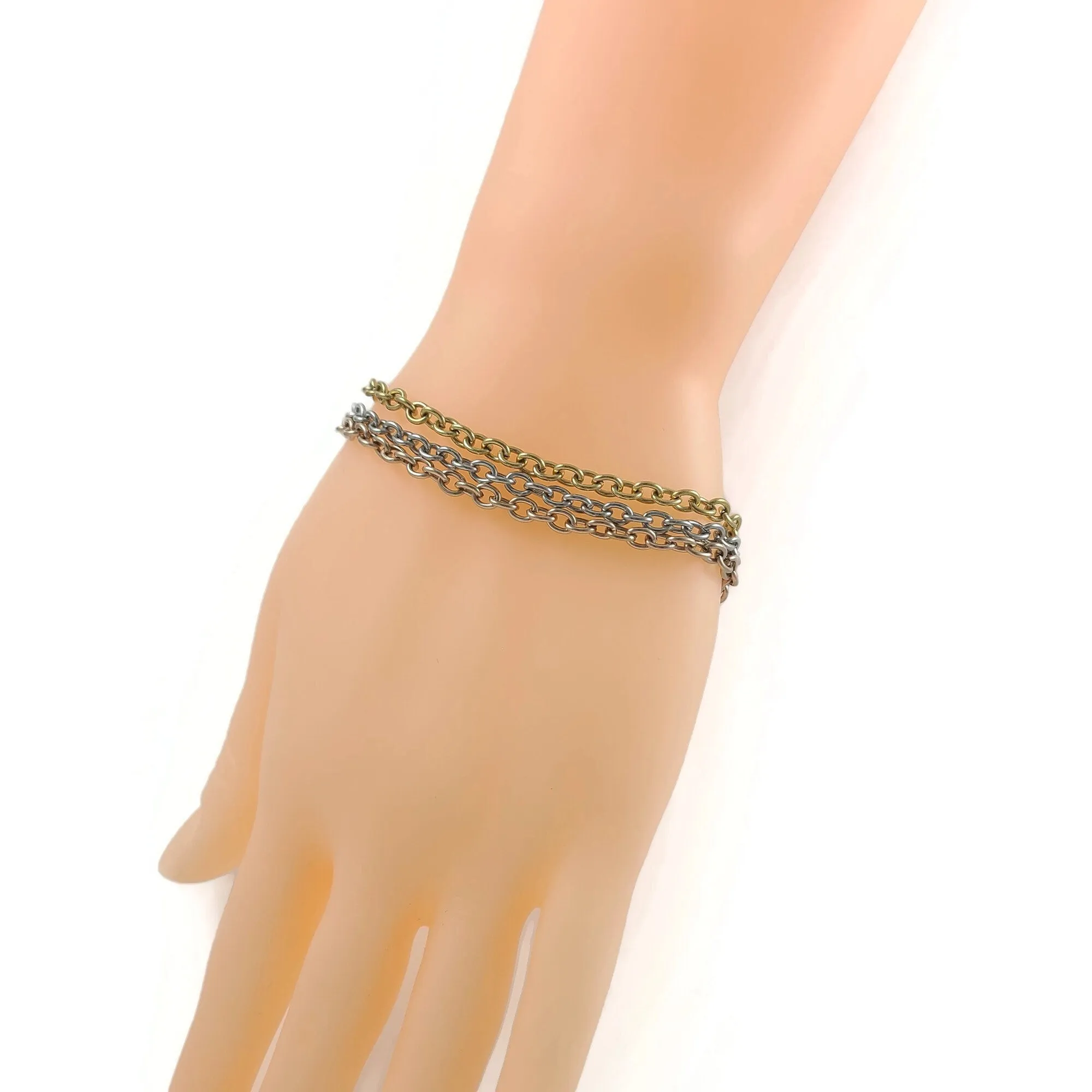 1 Chunky cable chain bracelet, Rose gold - gold - silver stainless steel