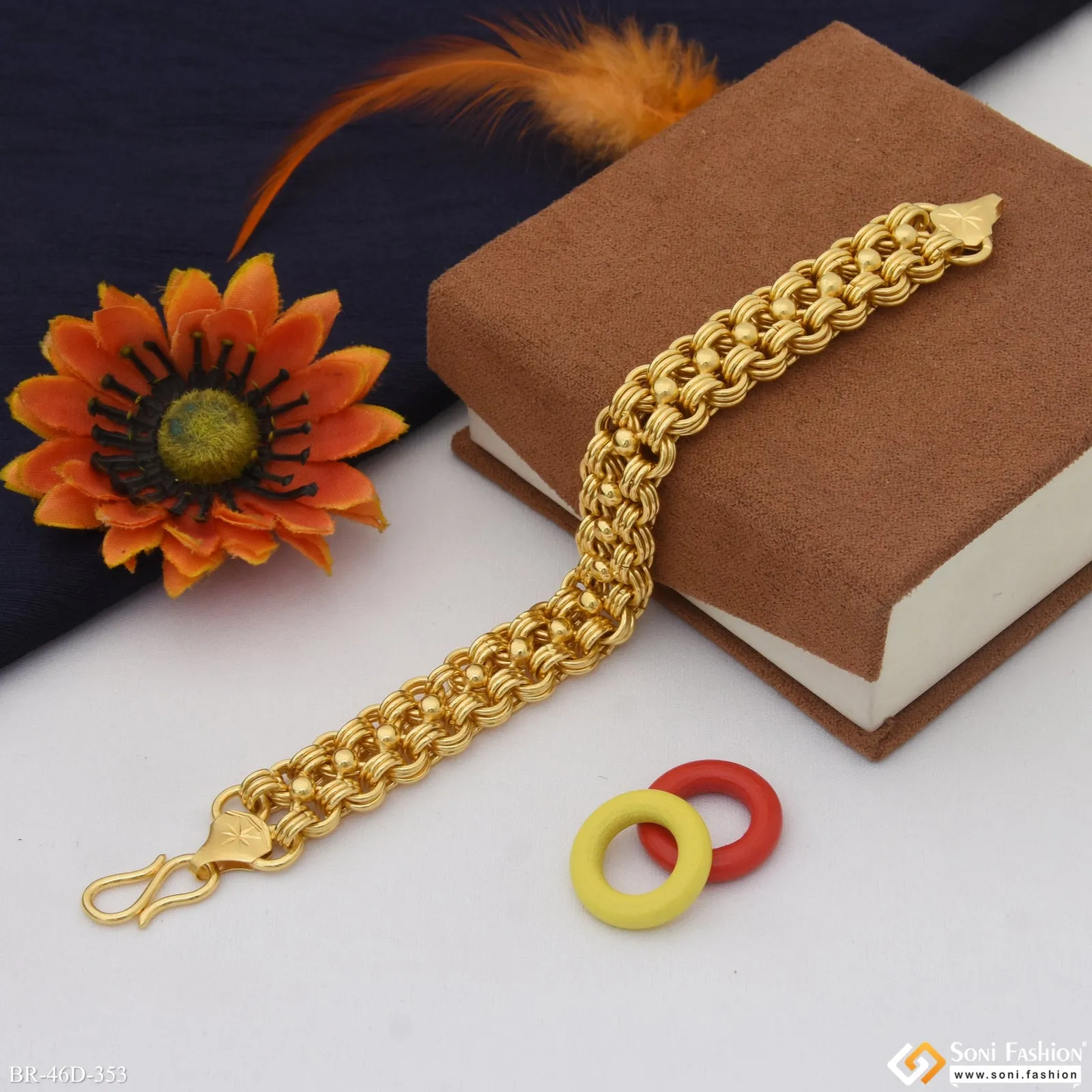 1 Gram Gold Plated Ring Into Ring Awesome Design Bracelet for Men - Style D353