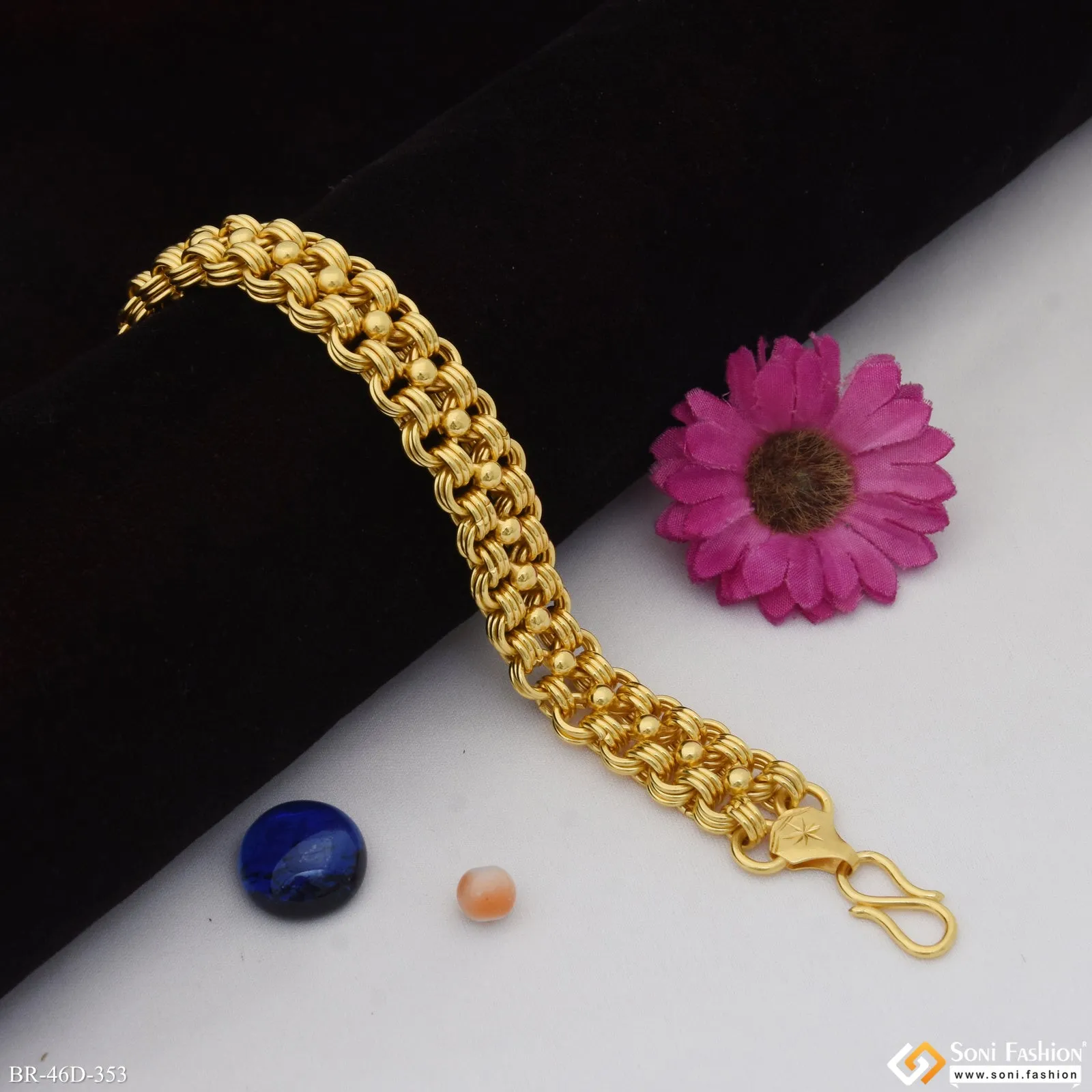 1 Gram Gold Plated Ring Into Ring Awesome Design Bracelet for Men - Style D353
