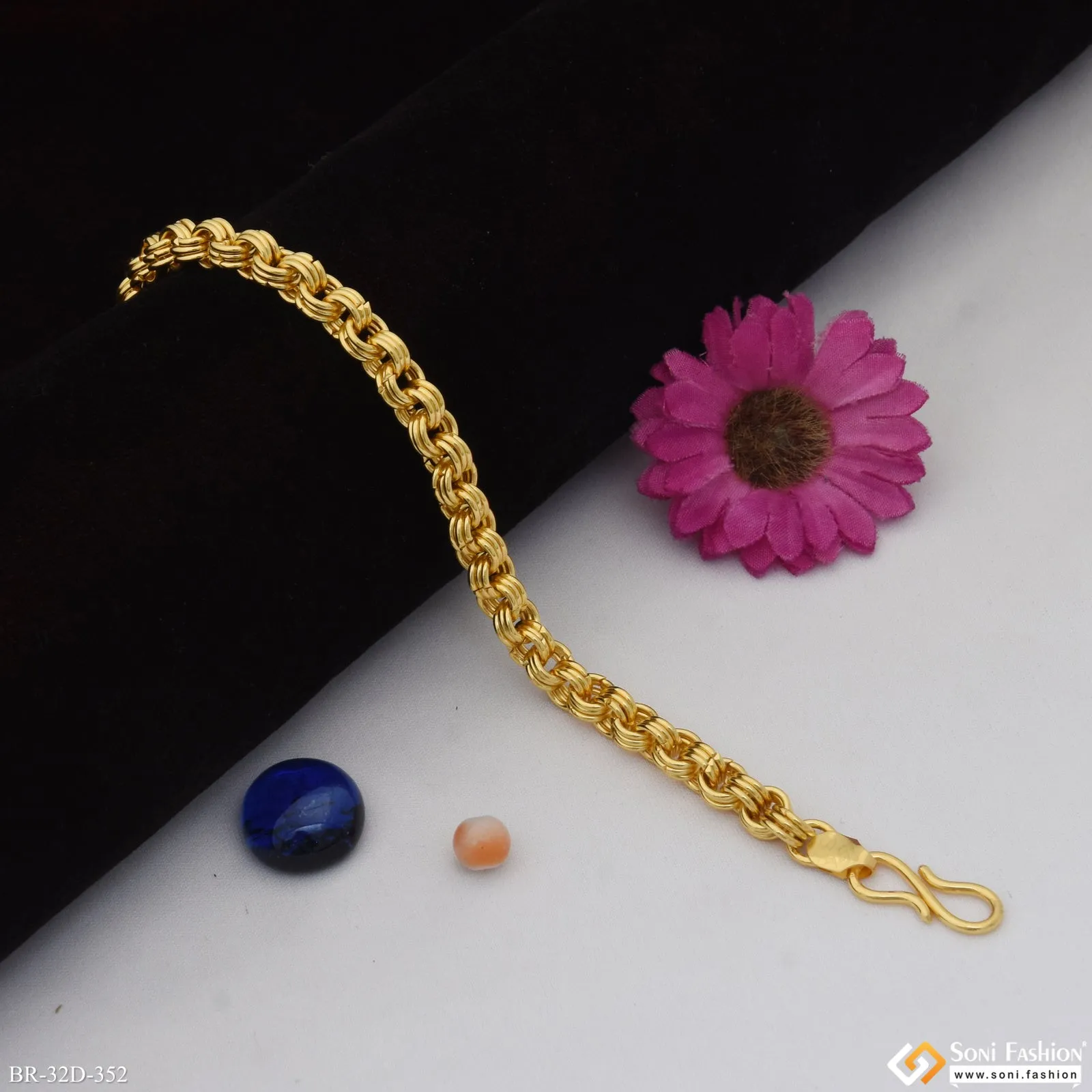 1 Gram Gold Plated Ring Into Ring Best Quality Bracelet for Men - Style D352