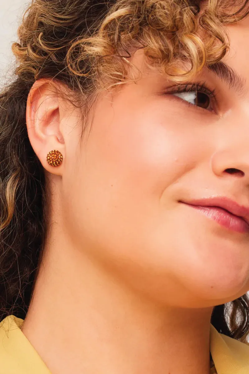 10mm Sparkle Ball Earrings - Light Amber