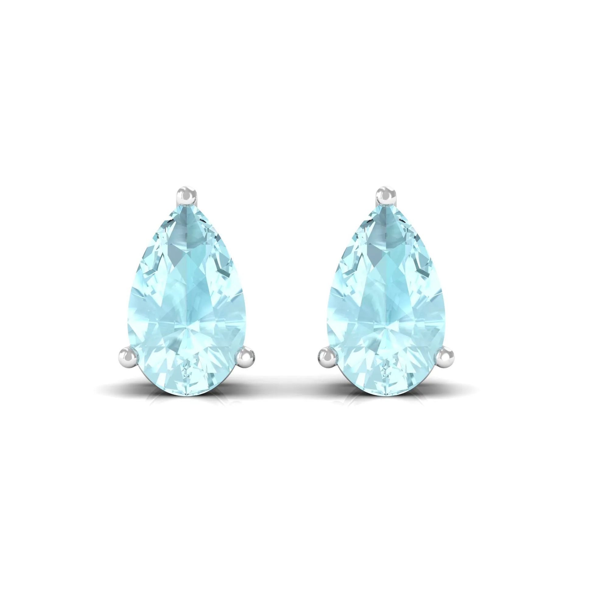 1.25 CT Pear Cut Sky Blue Topaz Solitaire Stud Earrings