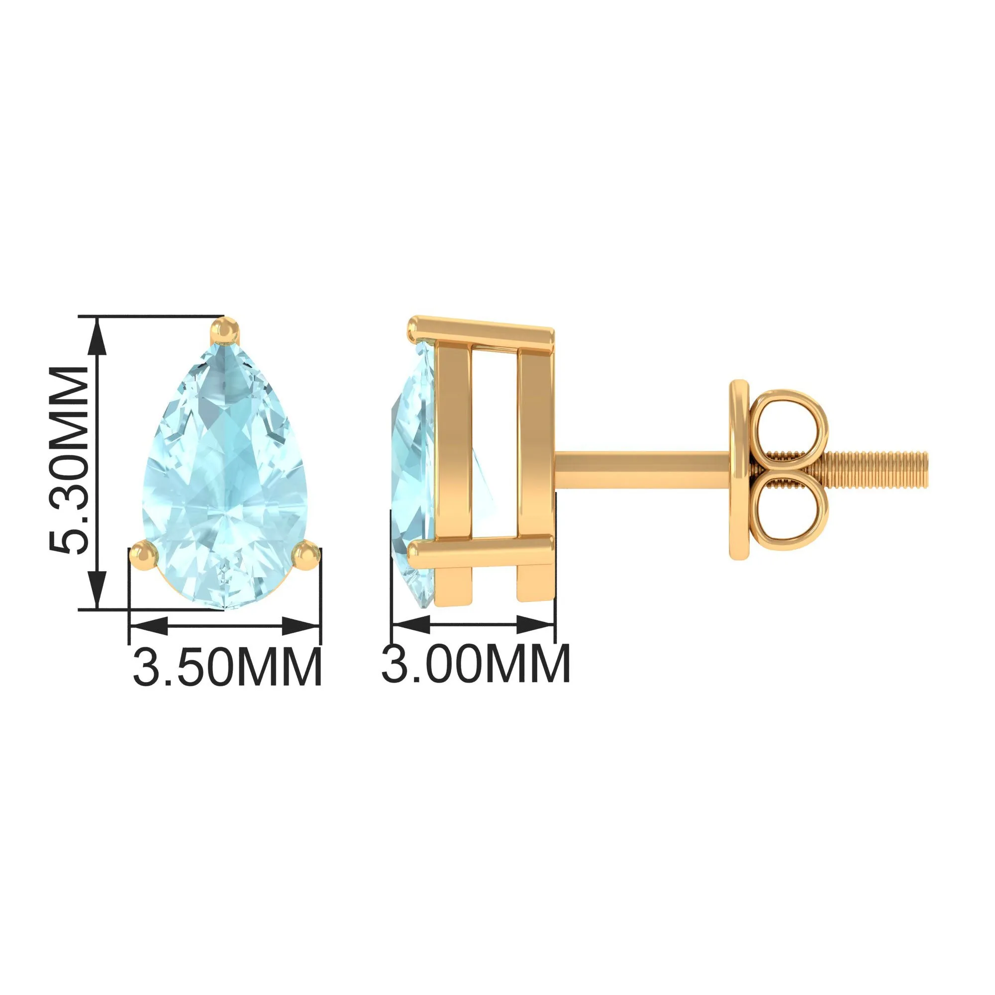 1.25 CT Pear Cut Sky Blue Topaz Solitaire Stud Earrings