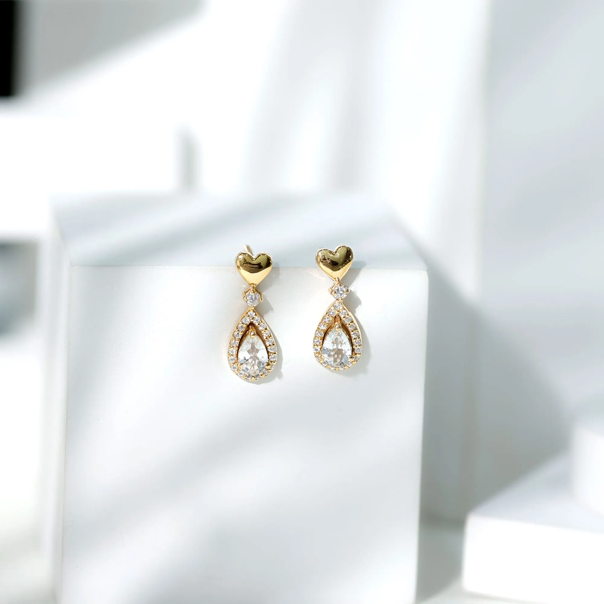 1.25 CT White Topaz Bridal Teardrop Earrings