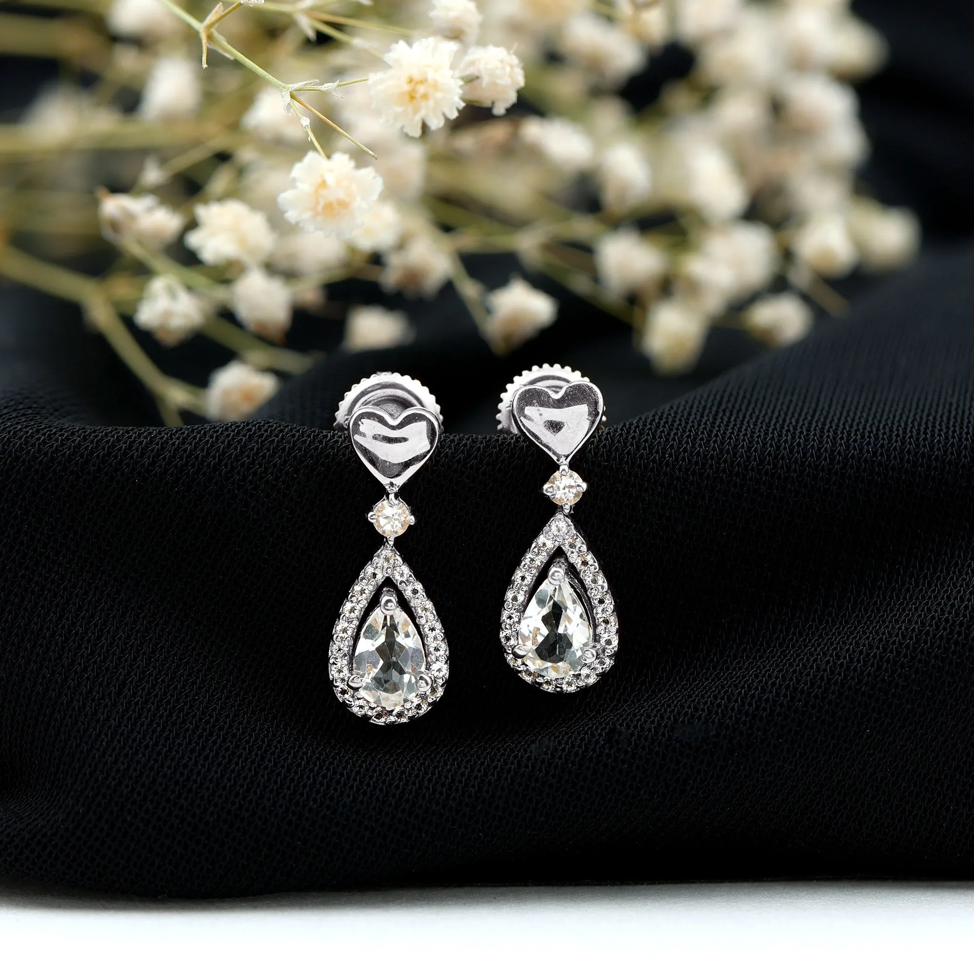 1.25 CT White Topaz Bridal Teardrop Earrings