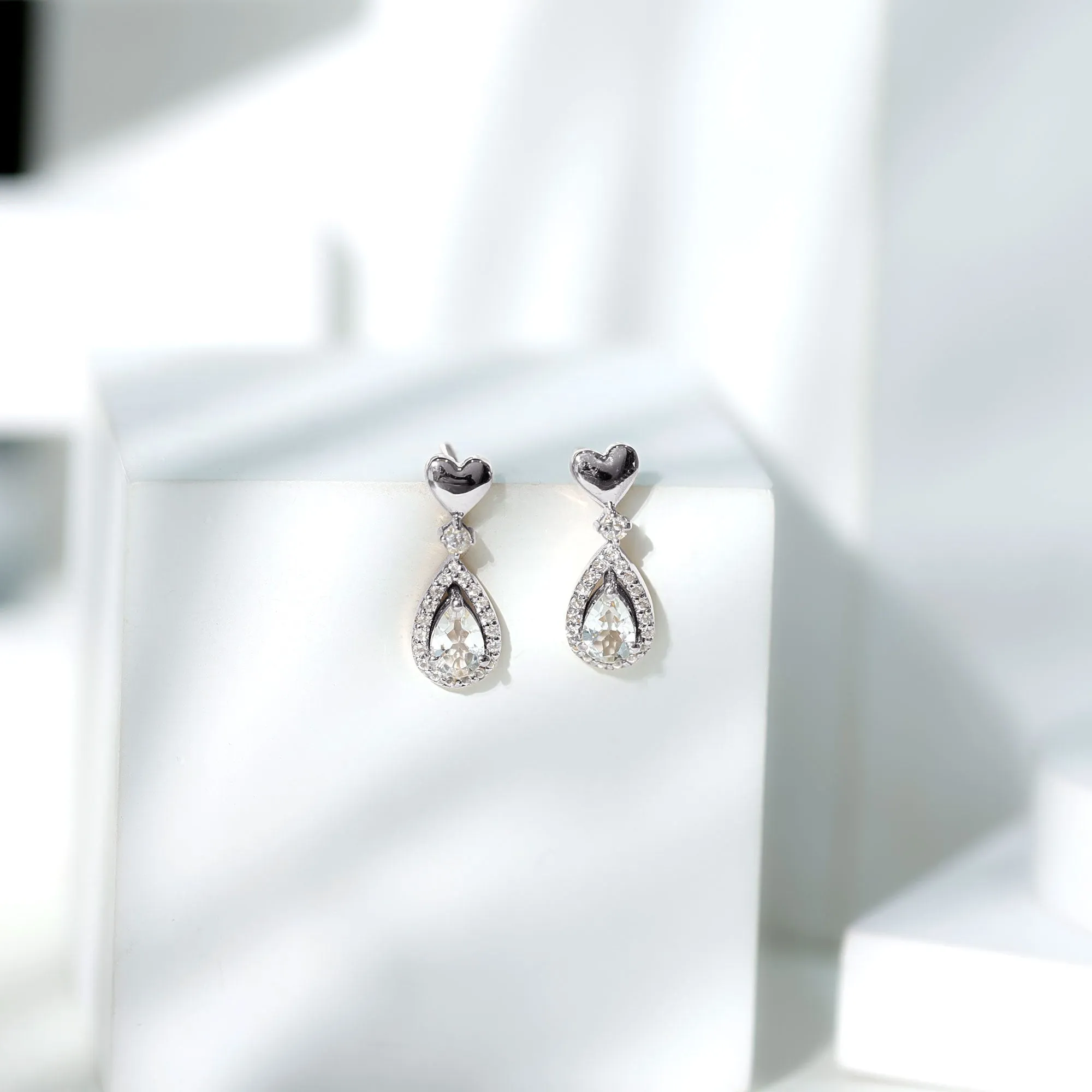 1.25 CT White Topaz Bridal Teardrop Earrings