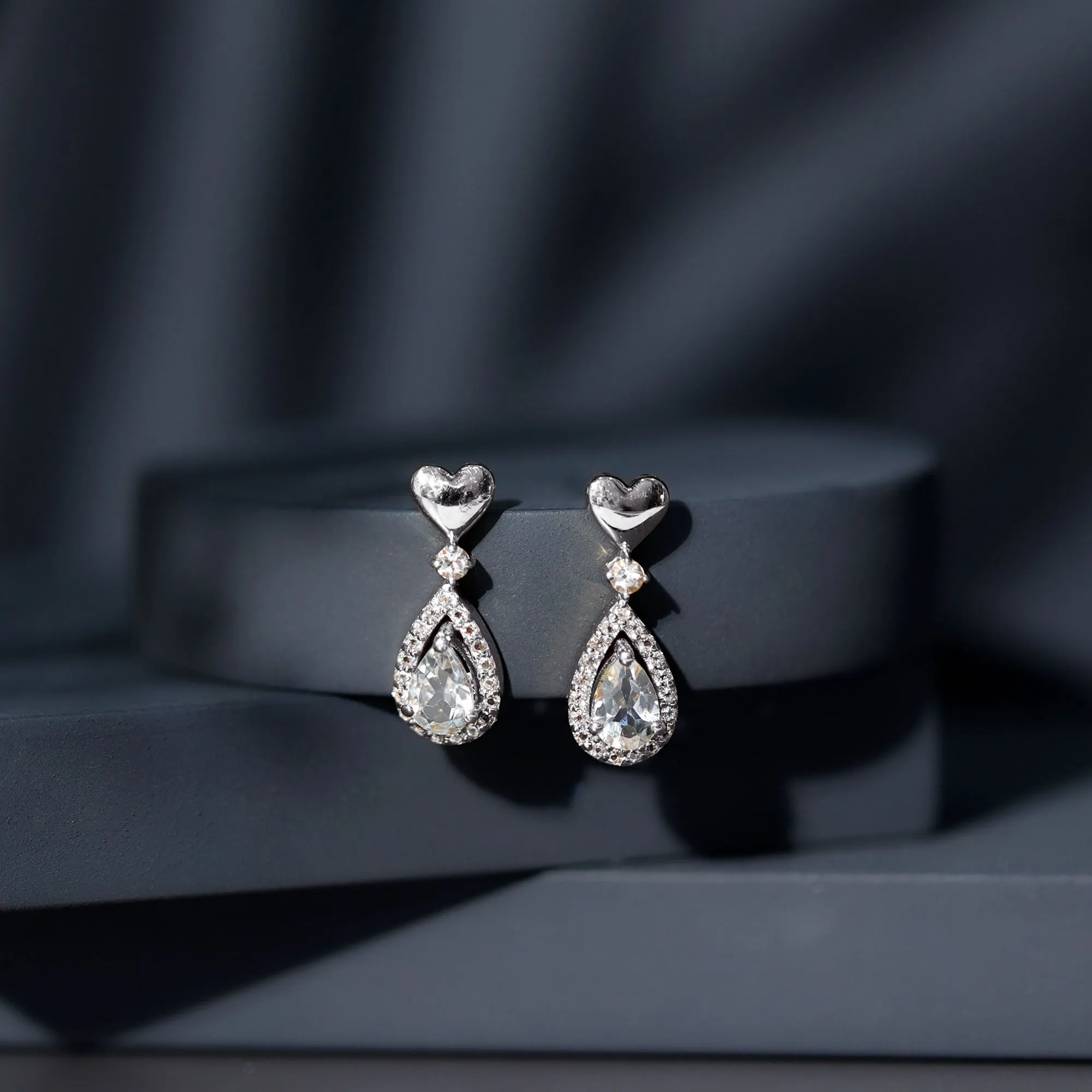 1.25 CT White Topaz Bridal Teardrop Earrings