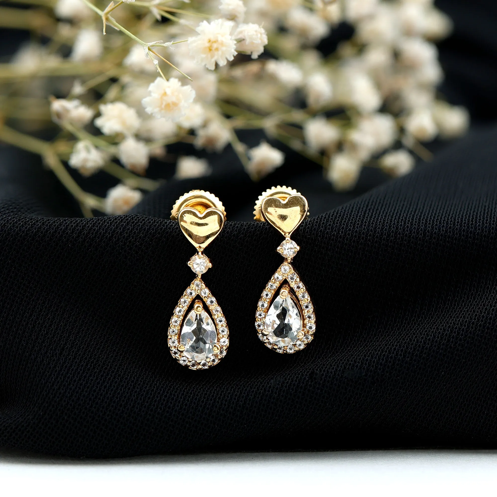 1.25 CT White Topaz Bridal Teardrop Earrings
