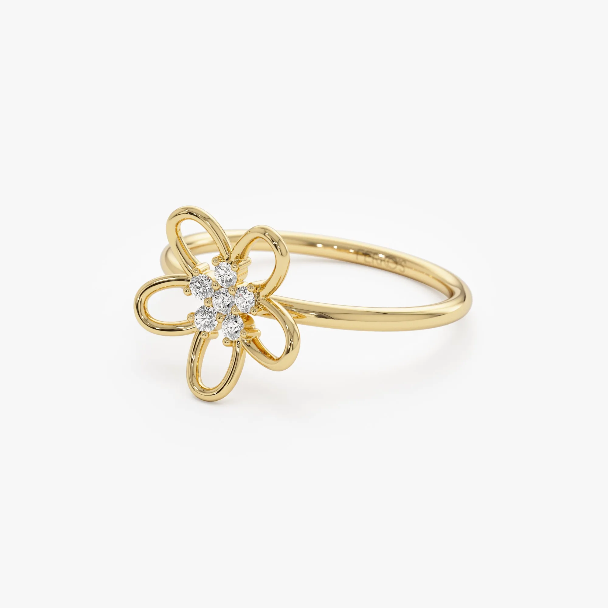 14k Diamond Flower Ring