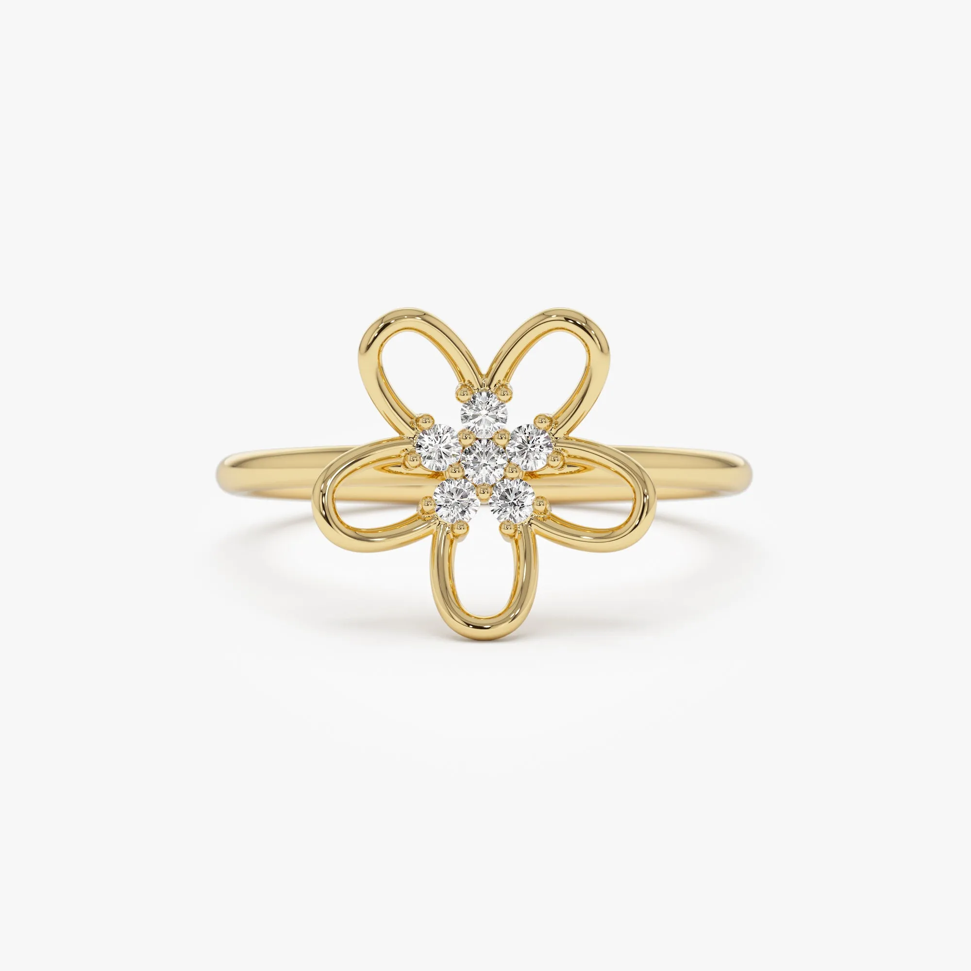 14k Diamond Flower Ring