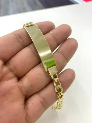 14K Gold Filled Mens Cuban ID Bracelet Curb Chain Bracelet Pulsera Cuban para Hombre