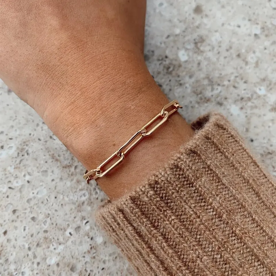 14K Gold-Filled Paperclip Chain Bracelet