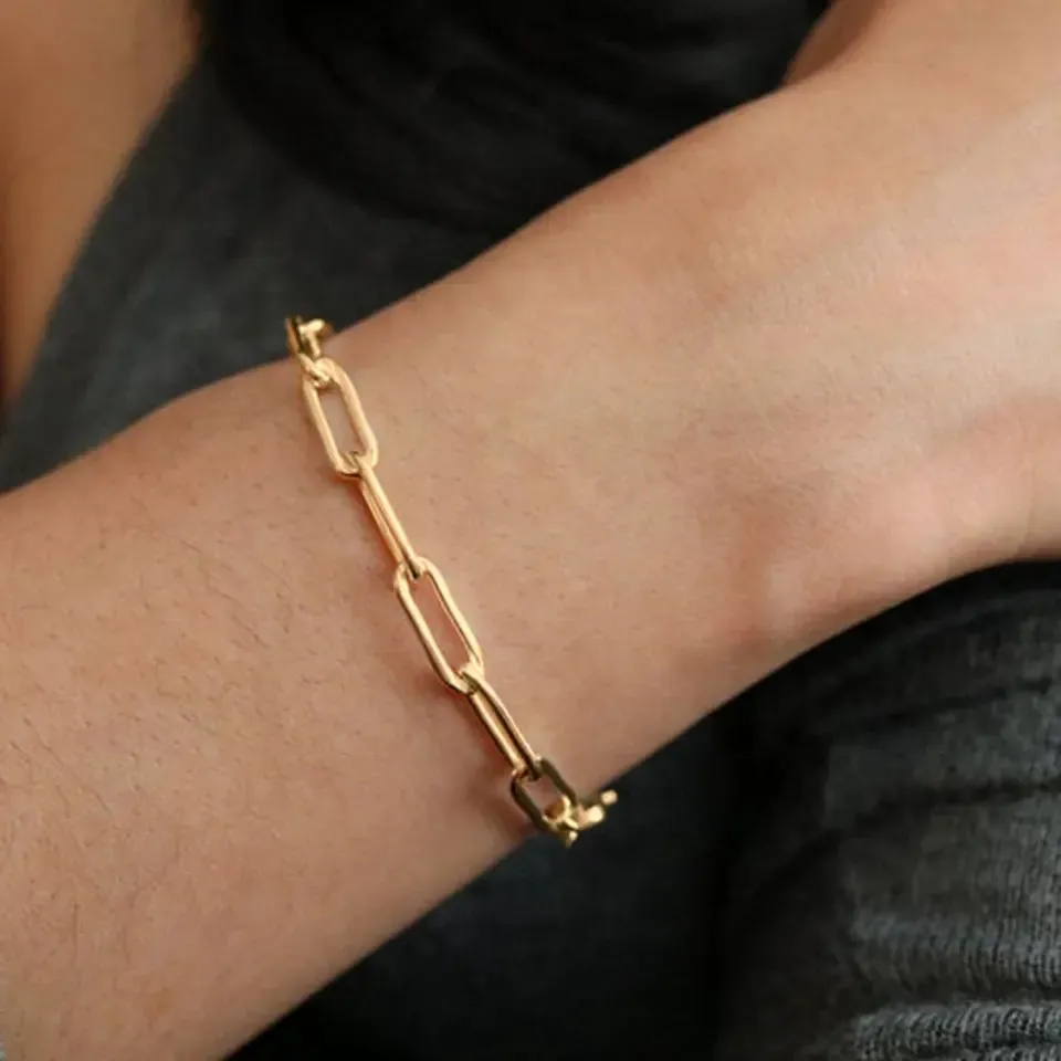 14K Gold-Filled Paperclip Chain Bracelet