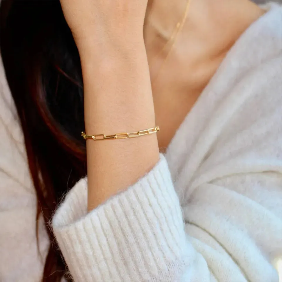 14K Gold-Filled Paperclip Chain Bracelet