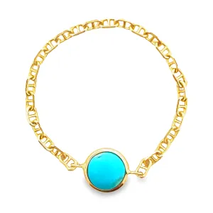 14K Gold Turquoise Chain Ring