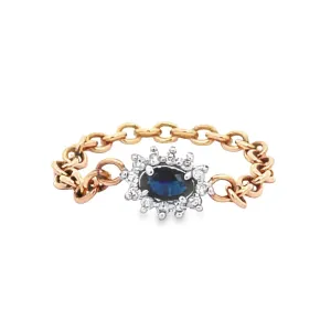 14K Sapphire Chain Ring