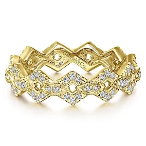 14K Yellow Gold Diamond Fashion Stackable Eternity Band