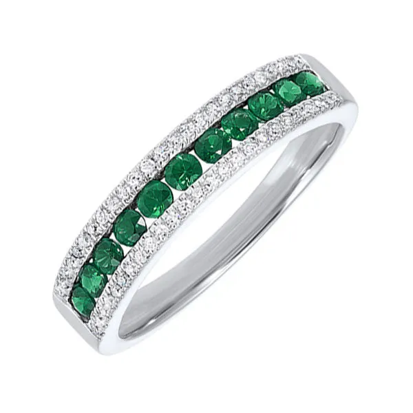 14KT White Gold & Diamond Classic Book 3 Row Fashion Ring  - 1/8 ctw