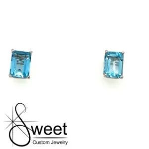 14kt White Gold Blue Topaz Stud