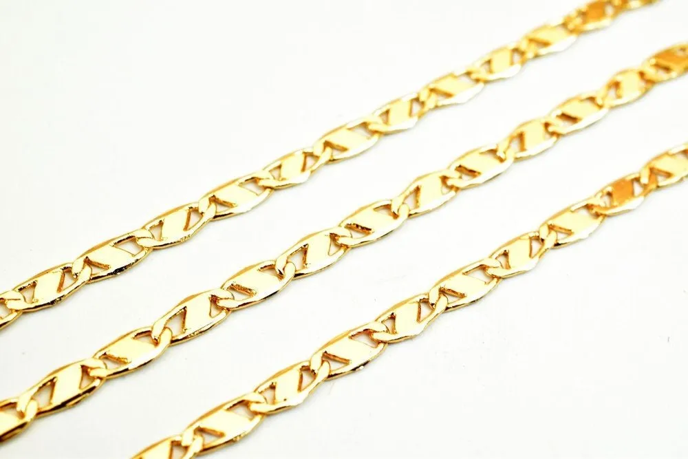 18K Pinky Gold Filled Look, EP Anchor Chain/Marine Chain/Figarucci Chain Width 3mm Thickness 1mm Findings for Jewelry Making Sold by Foot PGF18