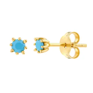 3 mm Round Turquoise Stud Earrings