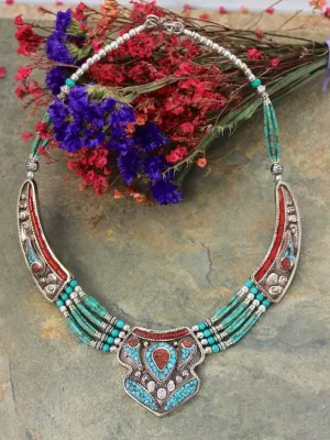 4 Strand Of Turquoise Traditional Tibetan Necklace