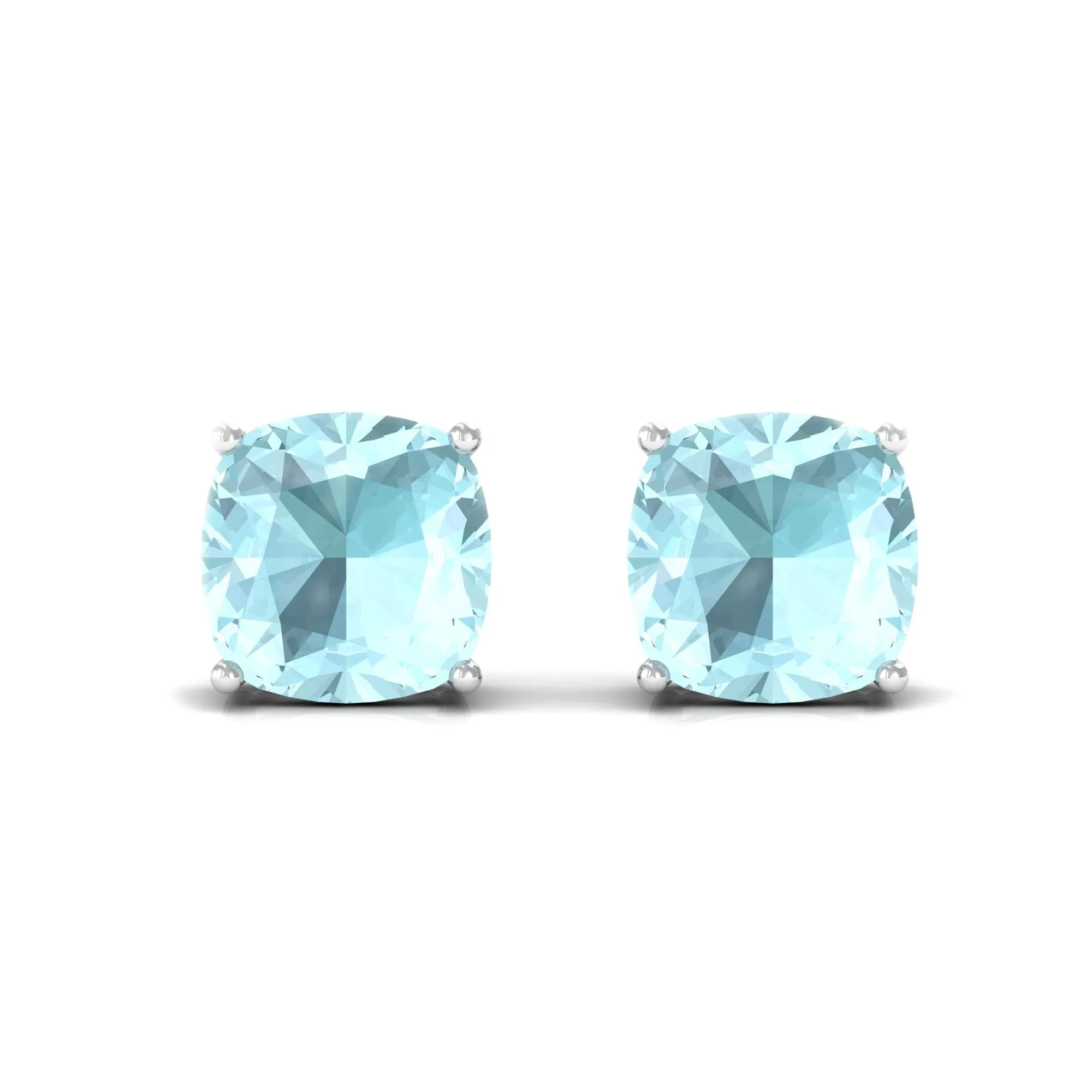 4.25 CT Cushion Cut Sky Blue Topaz Solitaire Stud Earrings in Prong Setting
