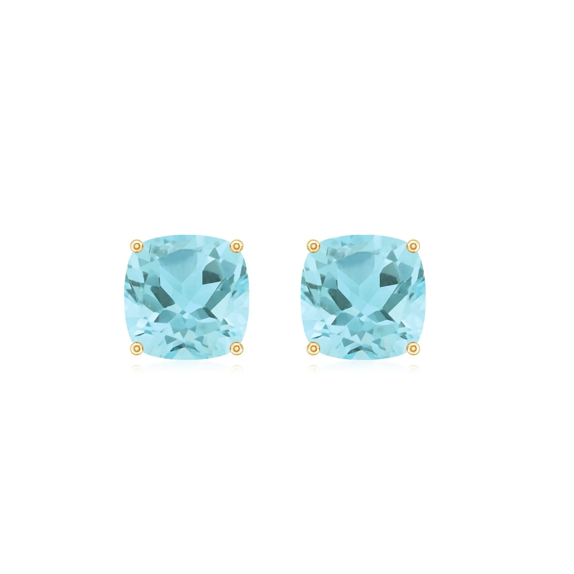 4.25 CT Cushion Cut Sky Blue Topaz Solitaire Stud Earrings in Prong Setting