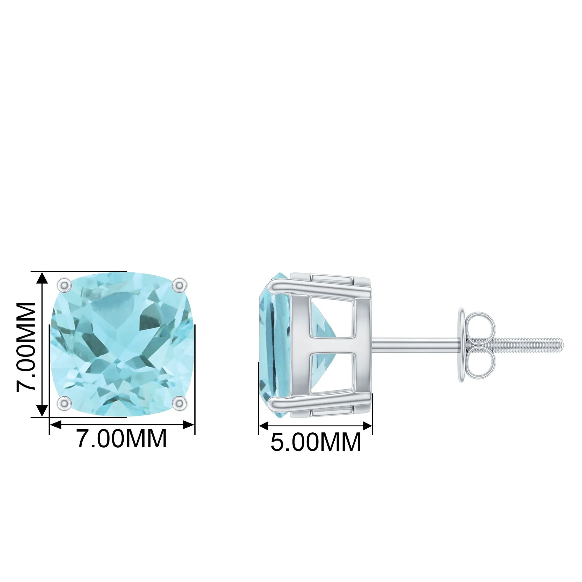 4.25 CT Cushion Cut Sky Blue Topaz Solitaire Stud Earrings in Prong Setting