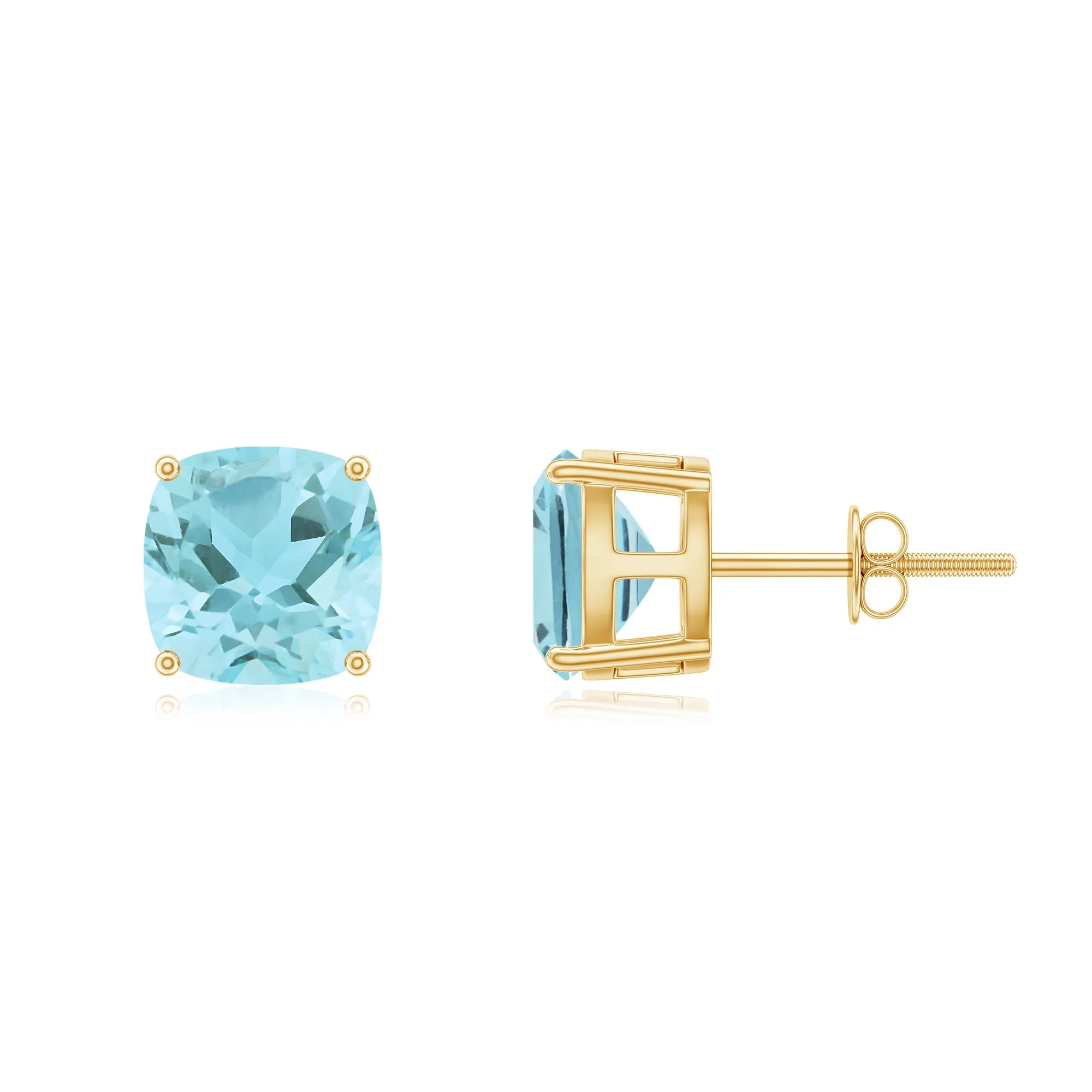 4.25 CT Cushion Cut Sky Blue Topaz Solitaire Stud Earrings in Prong Setting