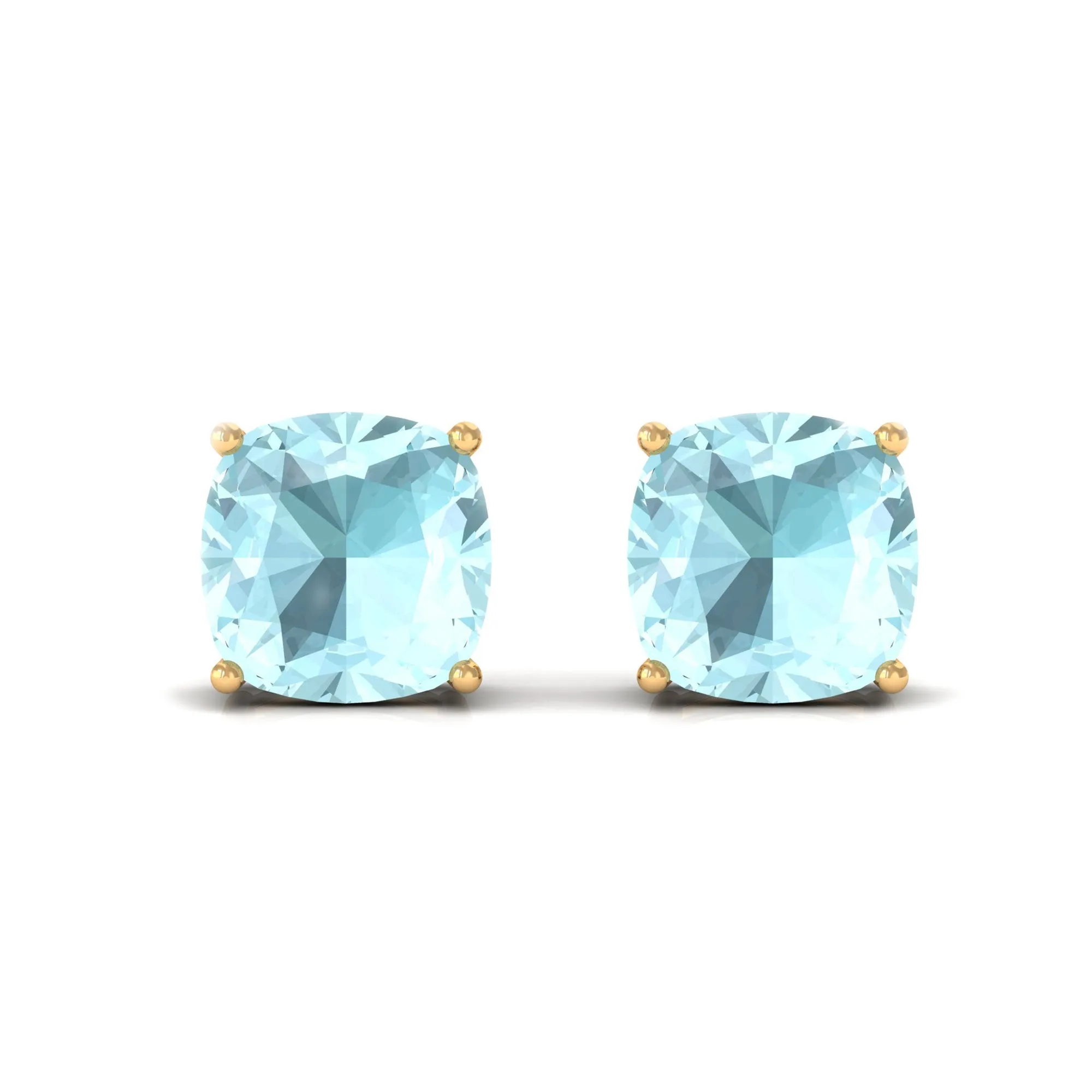 4.25 CT Cushion Cut Sky Blue Topaz Solitaire Stud Earrings in Prong Setting