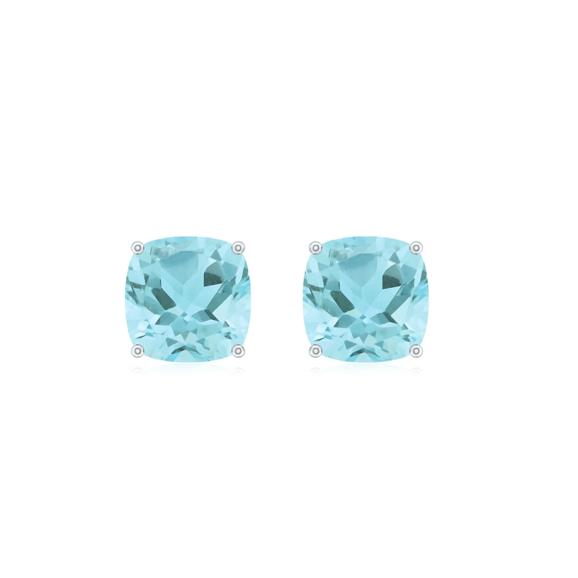 4.25 CT Cushion Cut Sky Blue Topaz Solitaire Stud Earrings in Prong Setting