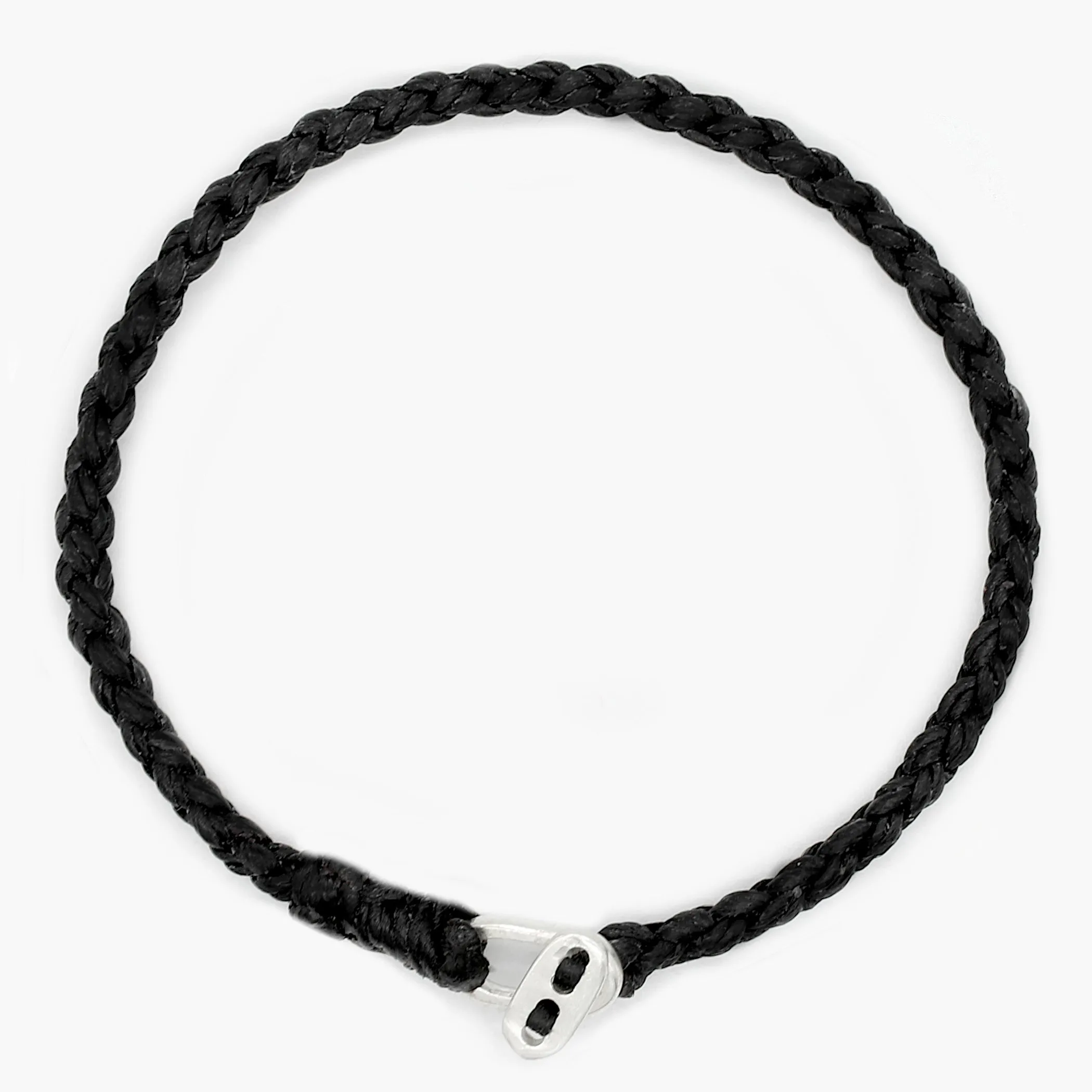 4mm Braided Bracelet With Sterling Silver Clasp (Black)