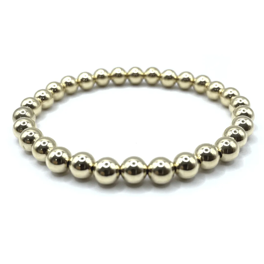 6mm Waterproof 14k Gold Filled Karma Bracelet 6.5"-7"