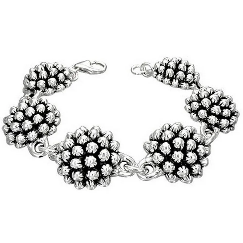 925 Sterling Silver Black Link Chain Womens Bracelet
