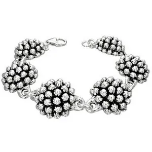 925 Sterling Silver Black Link Chain Womens Bracelet