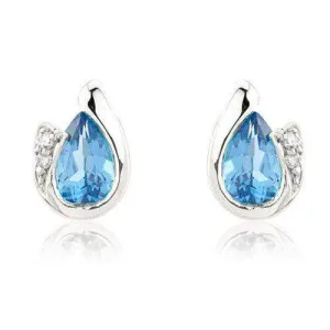 9ct White Gold Blue Topaz Stud Earrings - MMCH038-7WDBT