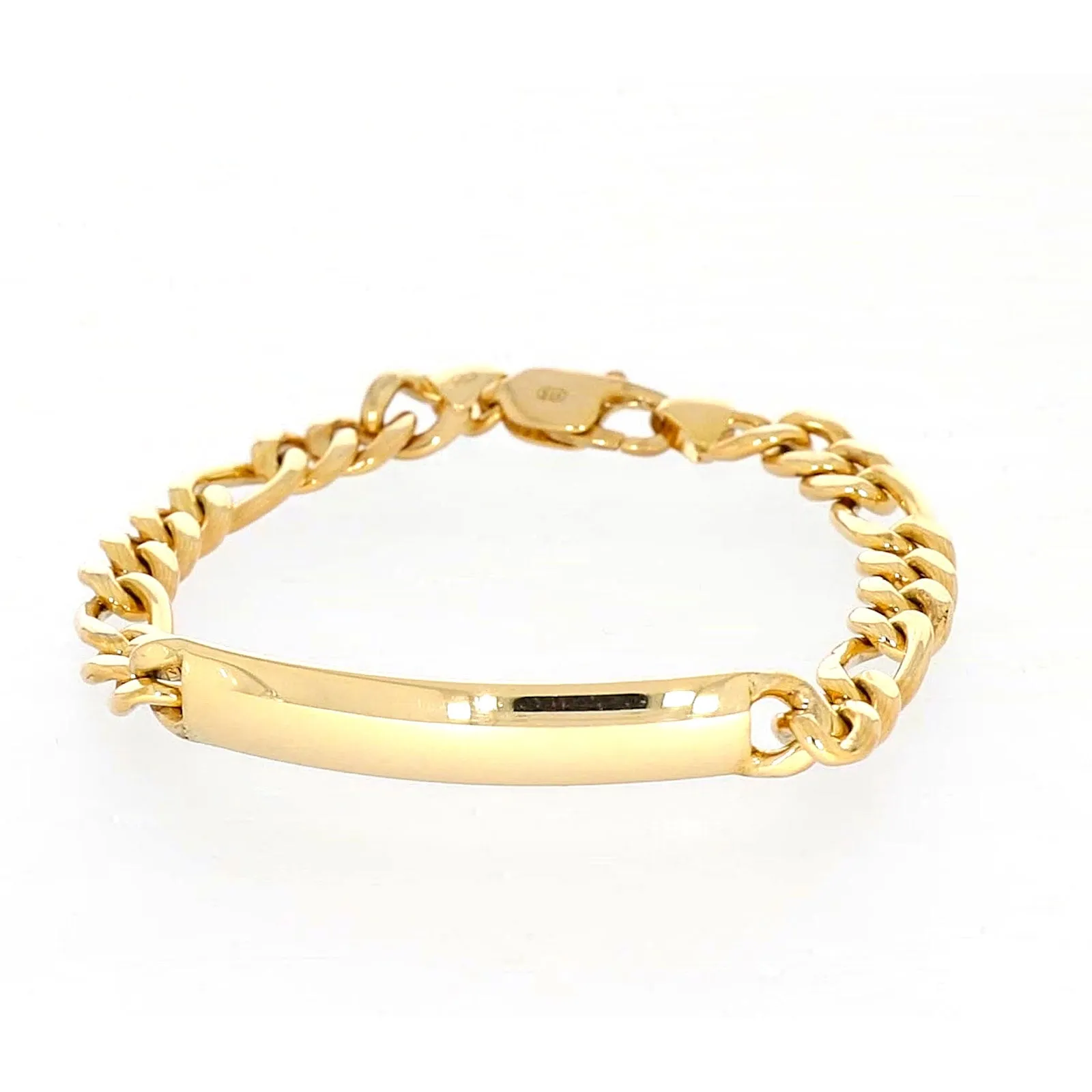 9ct Yellow Gold Silver Filled 19cm Figaro Bracelet with ID Bar
