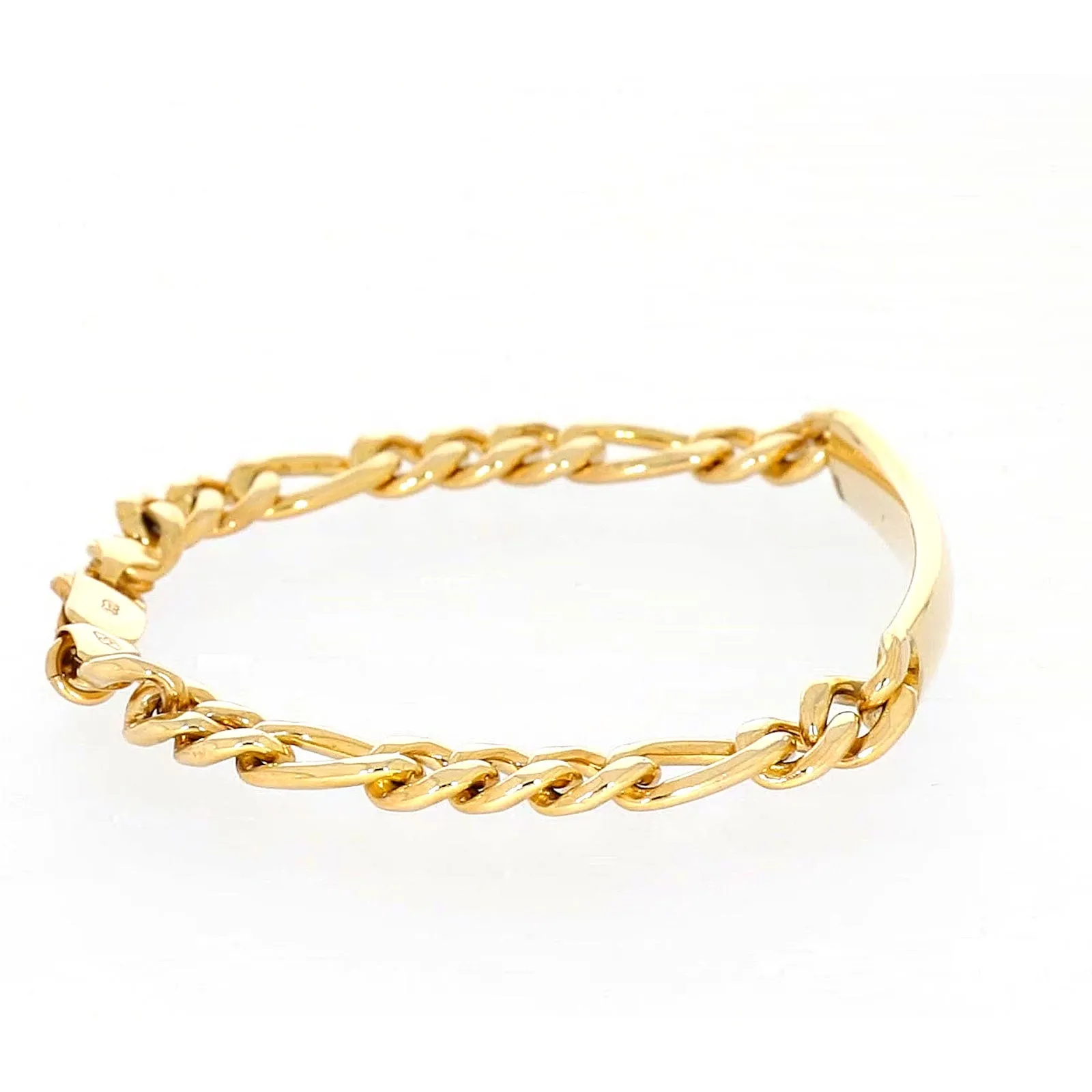 9ct Yellow Gold Silver Filled 19cm Figaro Bracelet with ID Bar