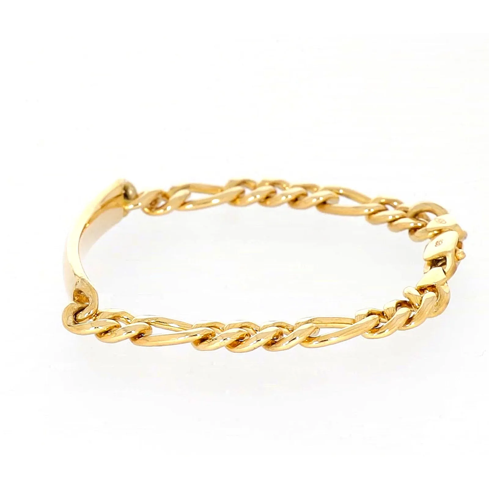 9ct Yellow Gold Silver Filled 19cm Figaro Bracelet with ID Bar