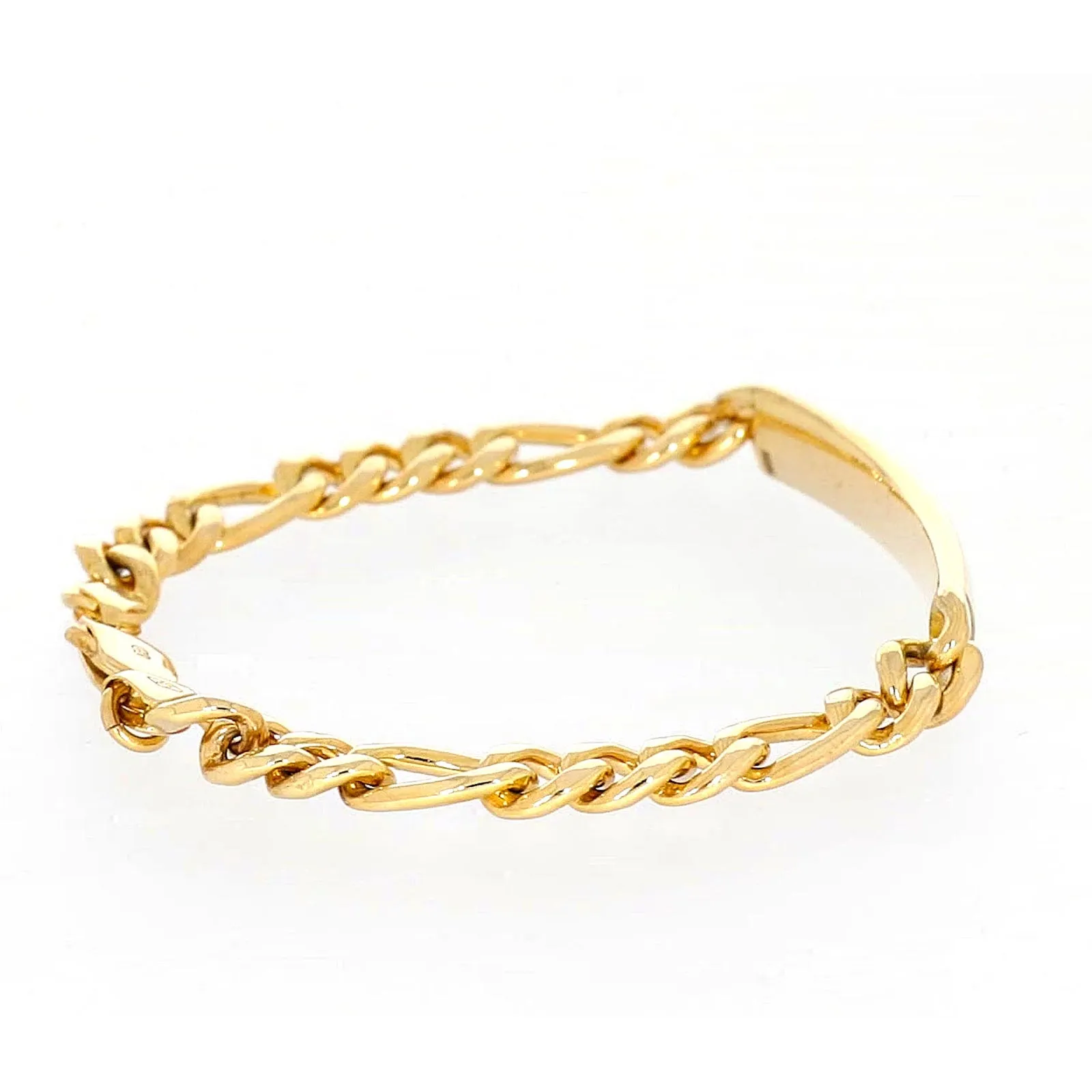 9ct Yellow Gold Silver Filled 19cm Figaro Bracelet with ID Bar