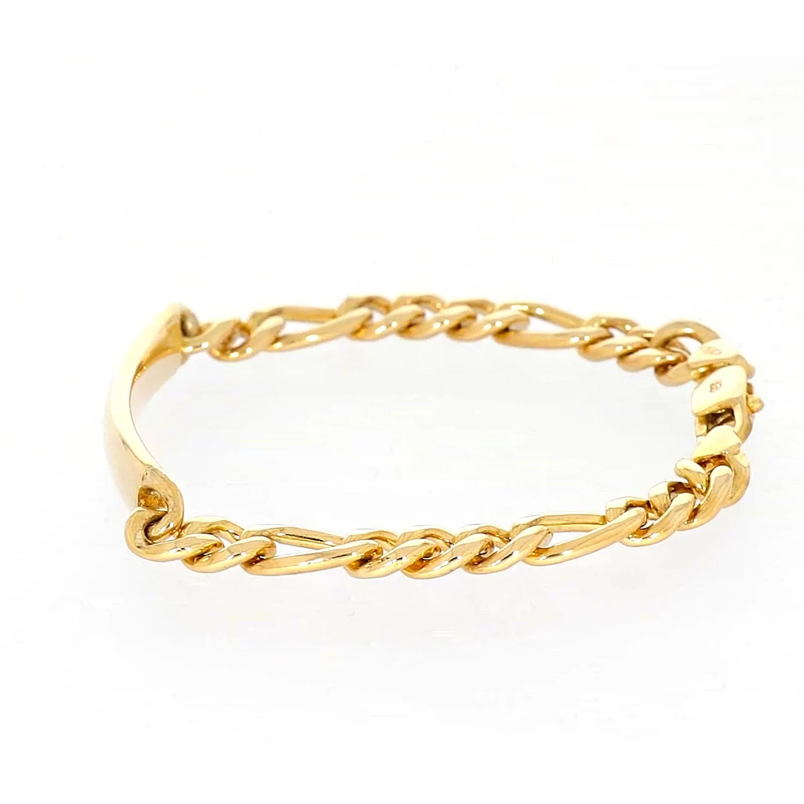 9ct Yellow Gold Silver Filled 19cm Figaro Bracelet with ID Bar