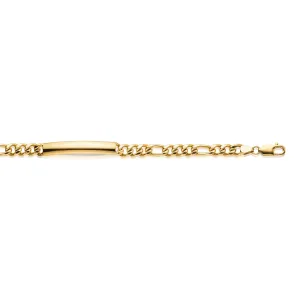 9ct Yellow Gold Silver Filled 19cm Figaro Bracelet with ID Bar