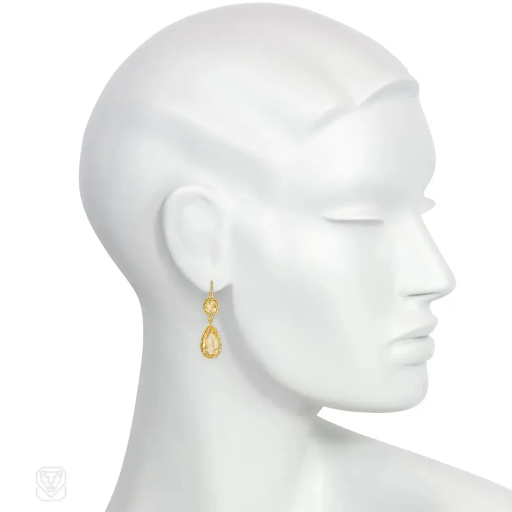 Antique gold and precious topaz earrings