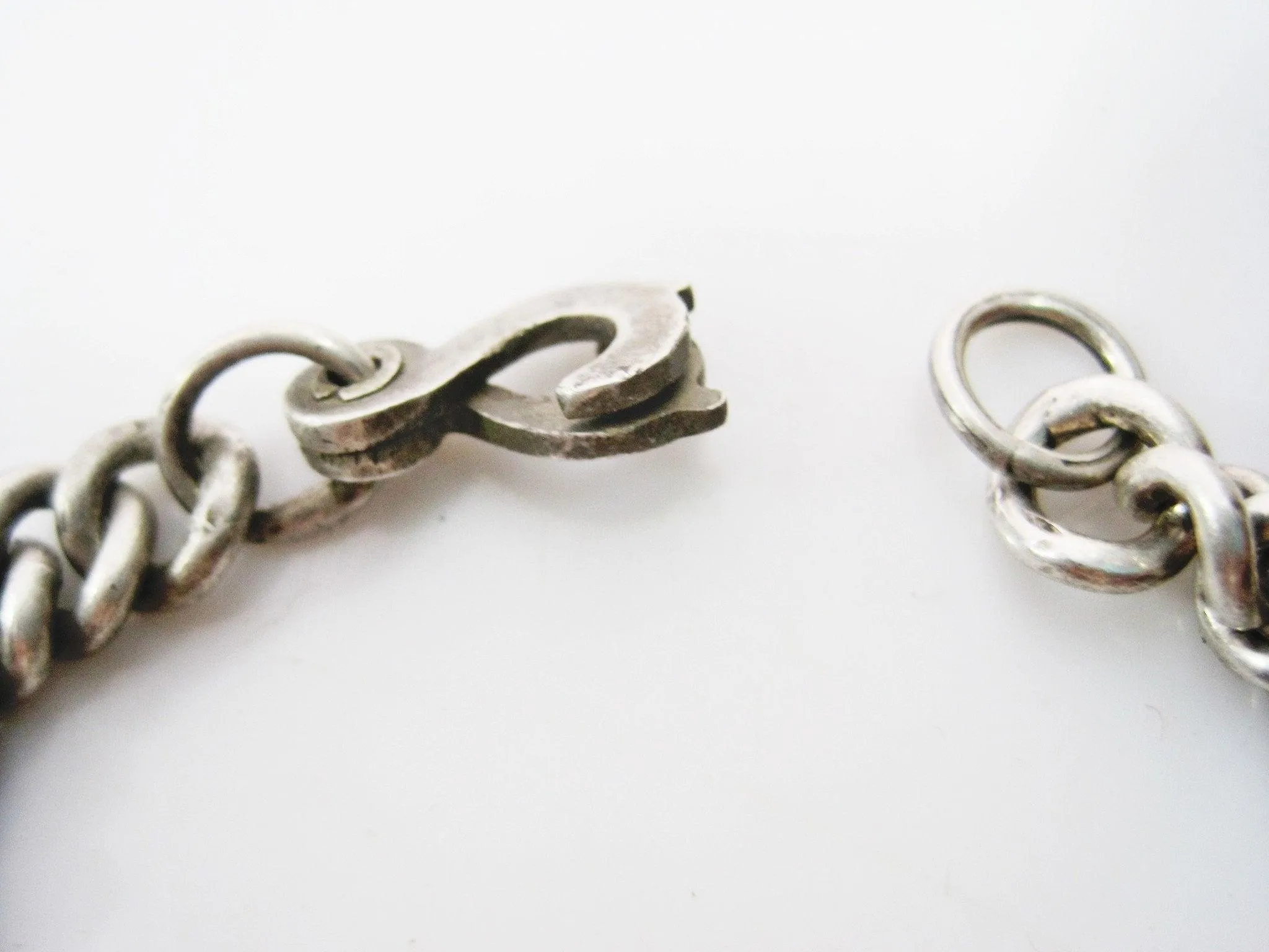 Antique Solid Silver Pocket Watch Chain Bracelet from Turkey