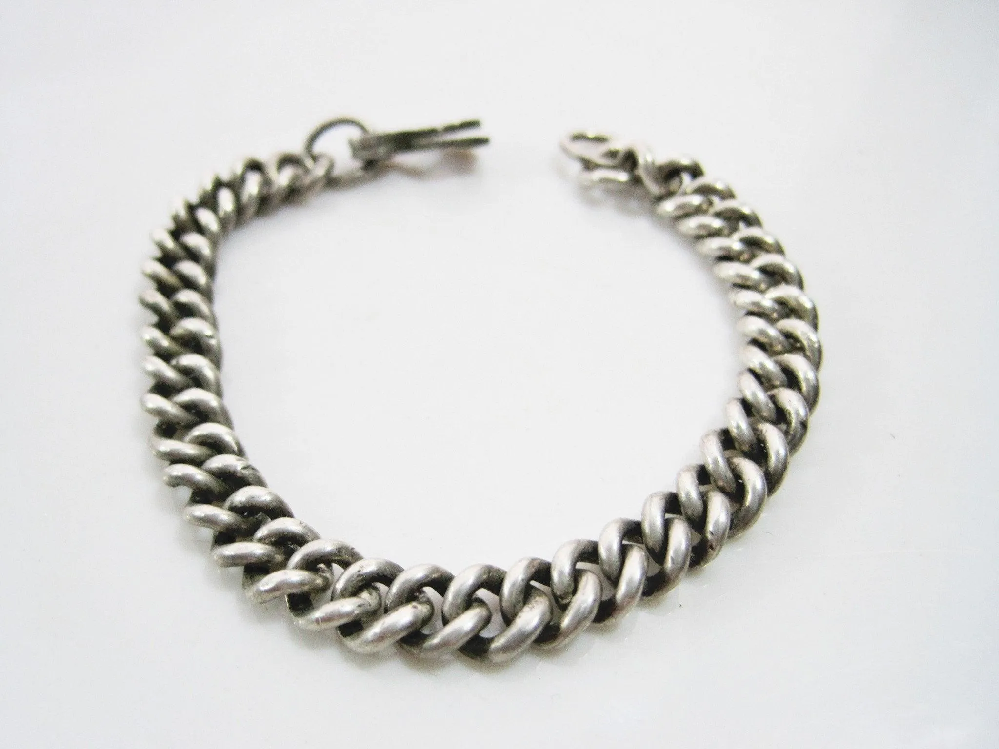 Antique Solid Silver Pocket Watch Chain Bracelet from Turkey