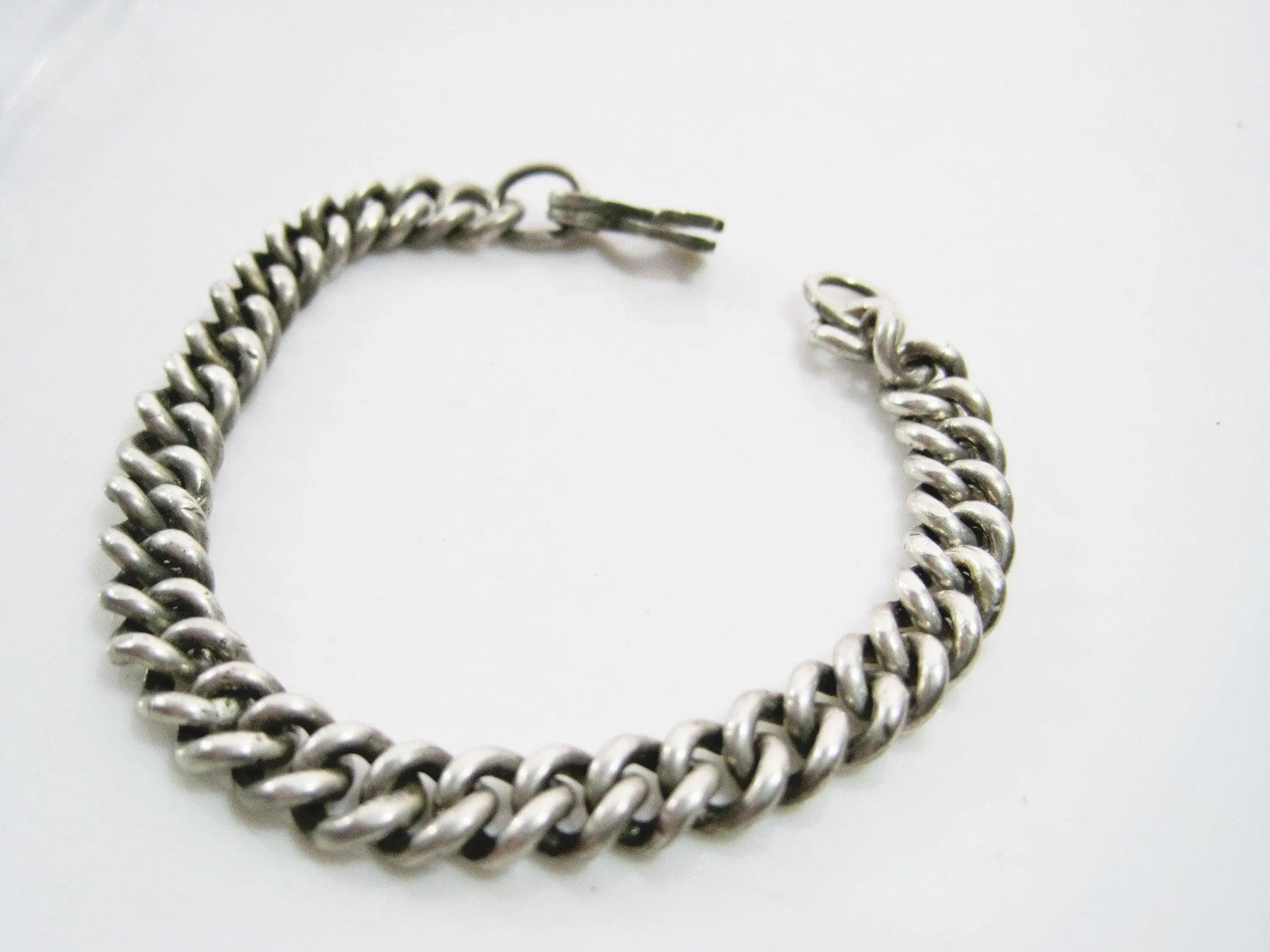 Antique Solid Silver Pocket Watch Chain Bracelet from Turkey