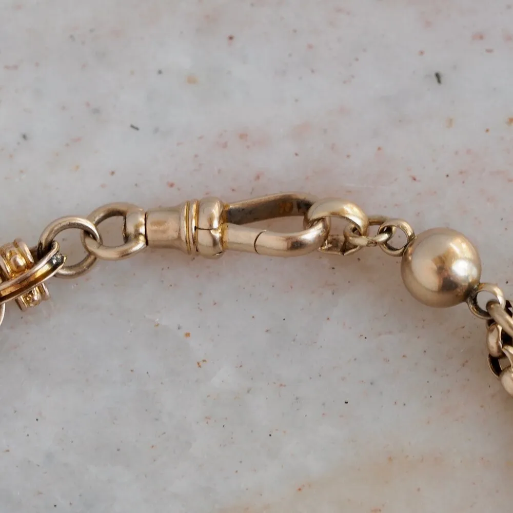 Antique Victorian 14k and 10k Gold Rolo Link and Ornate Link Slide Bracelet