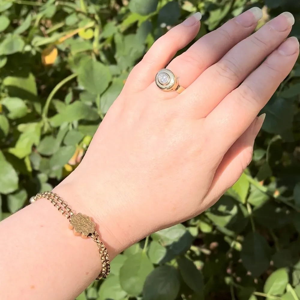 Antique Victorian 14k and 10k Gold Rolo Link and Ornate Link Slide Bracelet